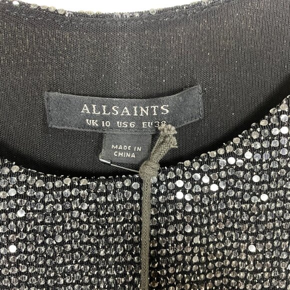 AllSaints Womens Allegra Faux Wrap Shimmer Sheath Dress Party Cocktail Size 6 - Picture 13 of 13